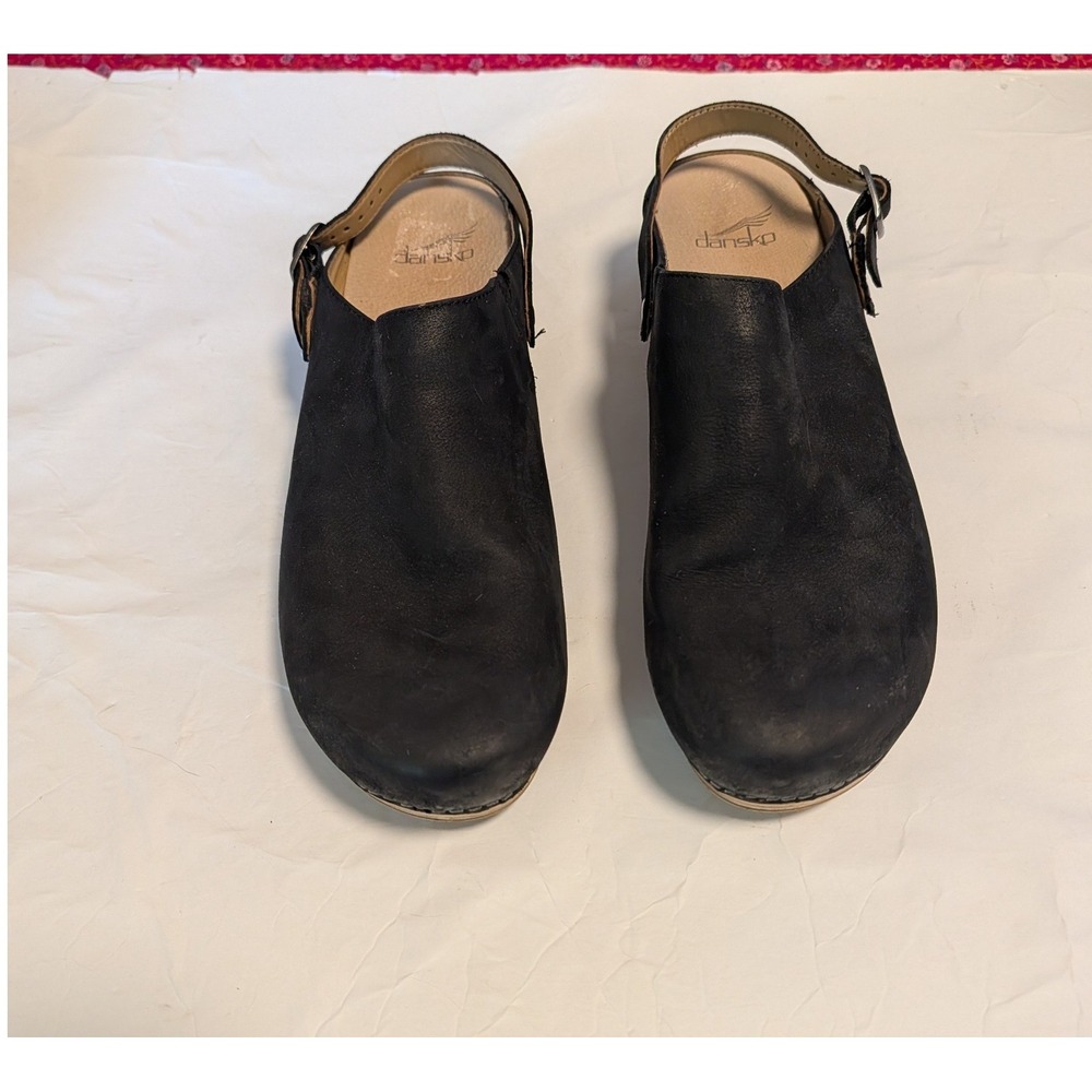 Dansko Berry Clog Black Burnished Nubuck Leather Boho Mules EU 42 US 11.5 - Picture 4 of 8